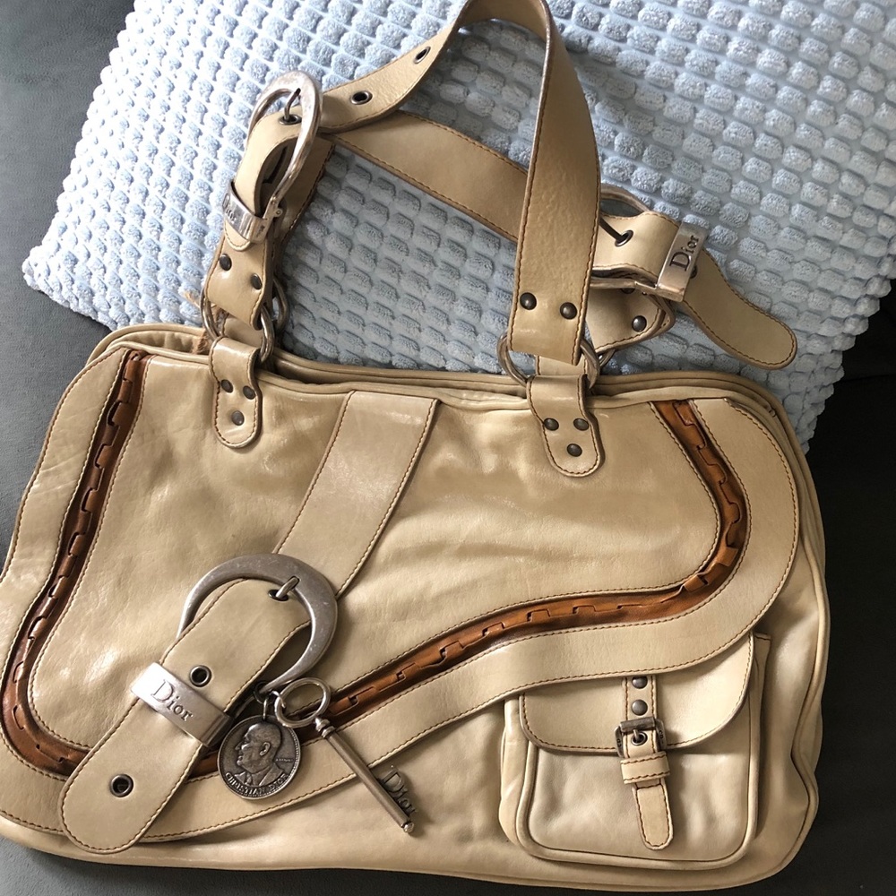 Authentic vintage Christian Dior cream satchel